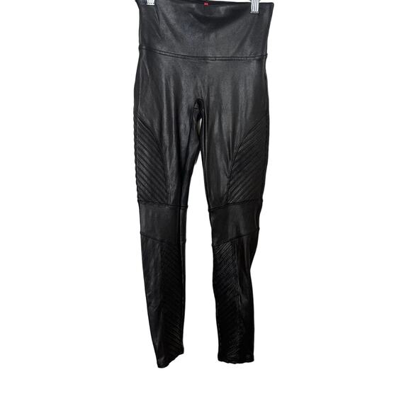 Spanx Black Faux Leather Moto Leggings Women’s Size Medium - Picture 2 of 5